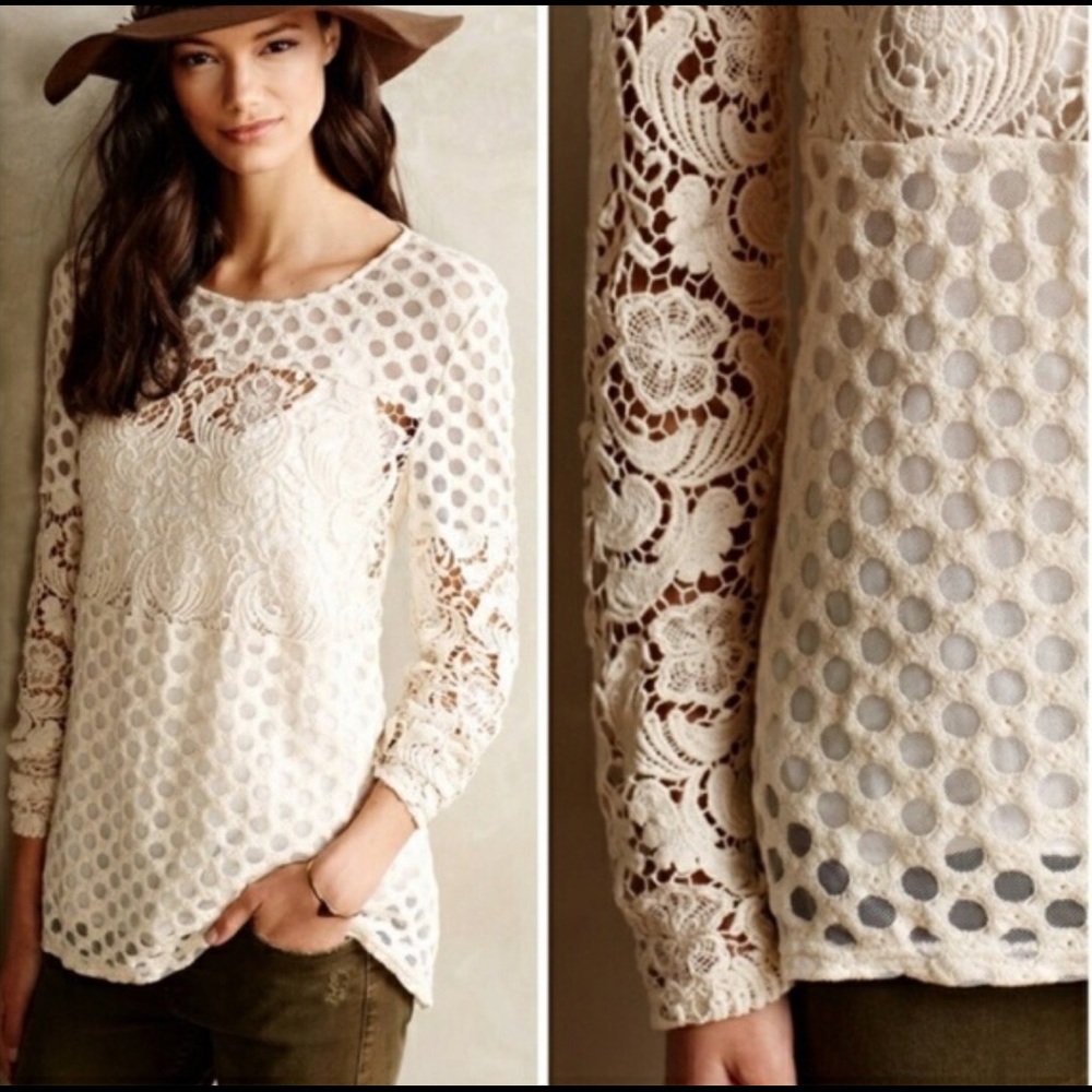 Anthropologie Sunday in Brooklyn crochet lace top